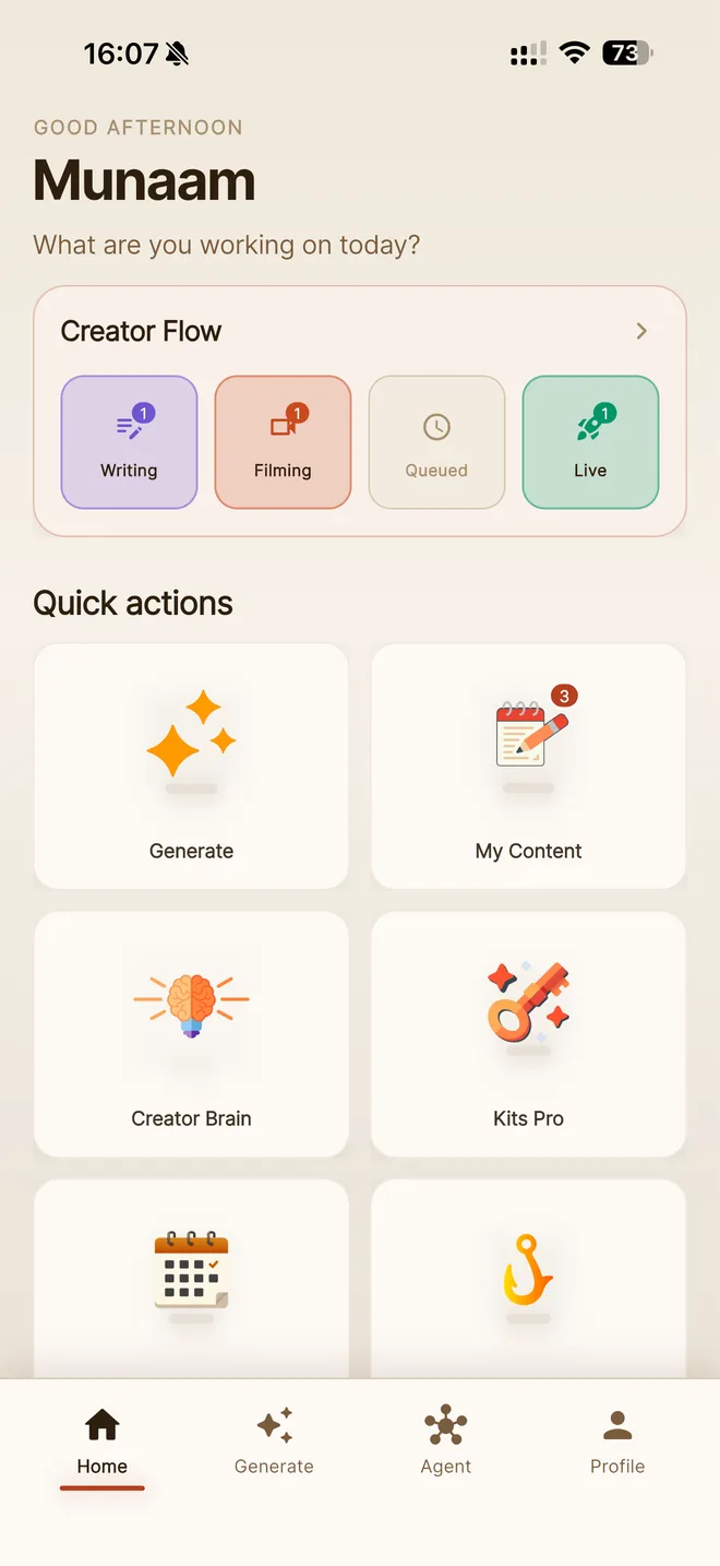 KitsKit app home screen in light mode